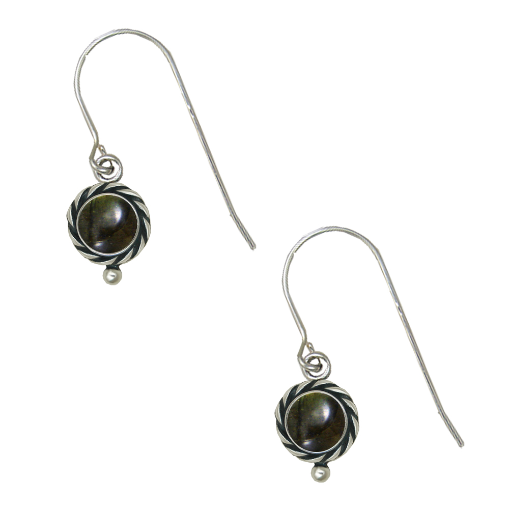 Sterling Silver Spectrolite Gemstone Drop Dangle Earrings